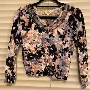 Anthropologie cardigan with beaded neck, size S
